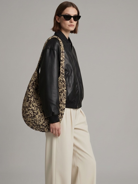 Banana Republic Handbags - Banana Republic Black and Tan Woven Shoulder Hobo NWTs